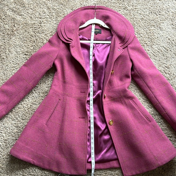 LAUNDRY by Shelli Segal wool tweed Fit & Flare peacoat size 6 pink/gold buttons - Picture 6 of 13